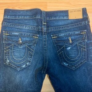 Mens Blue Distressed True Religion Jeans 32